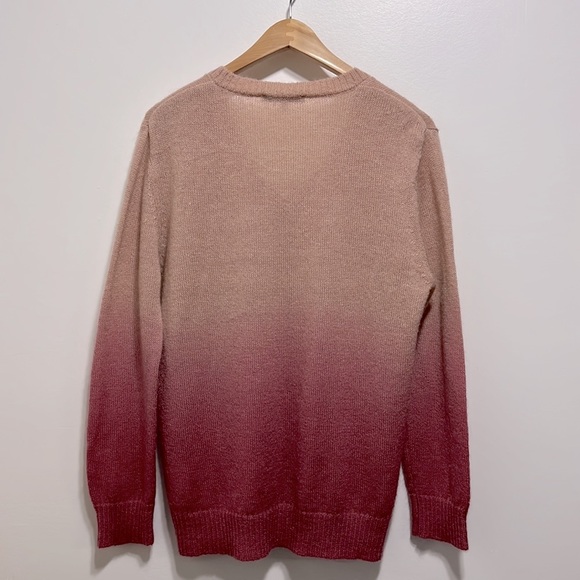 Gerard Darel Paris Womens Wool Mohair Pink Dip-Dyed Ombre V-Neck Sweater Size 4 - Picture 7 of 11